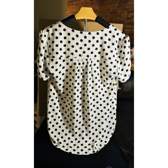41 Hawthorn White & Black Polka Dot Tulip Sleeve Blouse Pocket Accent Sz Small - Picture 12 of 12